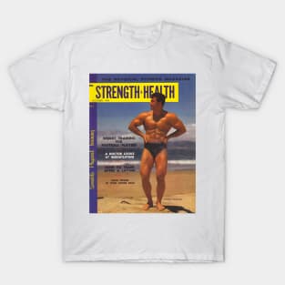 STRENGTH & HEALTH - Vintage Physique Muscle Male Model Magazine Cover T-Shirt